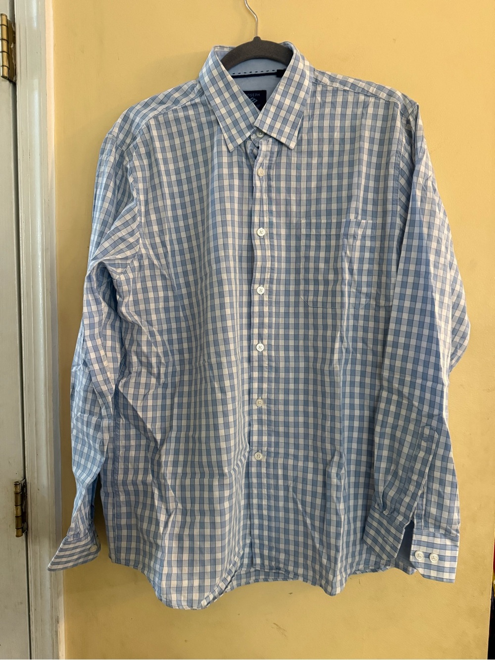 Joseph Abboud Light Blue and White Gingham Button-Down Shirt